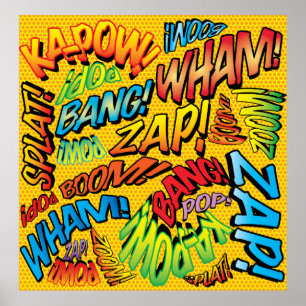 Affiche Amusants Sons de Bande Dessinée Rétro Pop Art
