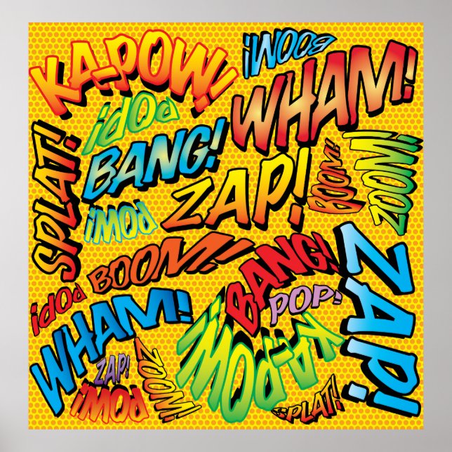 Affiche Amusants Sons de Bande Dessinée Rétro Pop Art (Devant)
