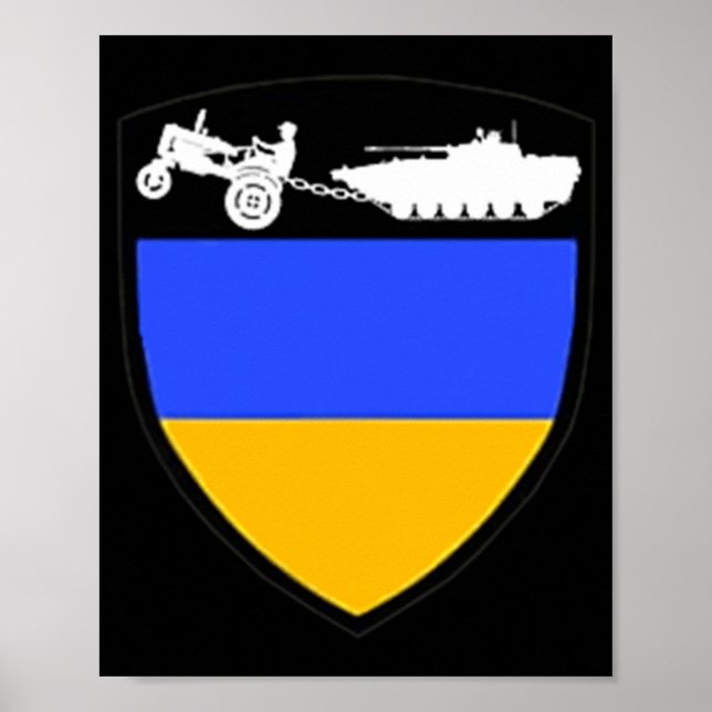 Affiche Amusants Ukraine Farmer Tractor Towing Tank Mème (Devant)