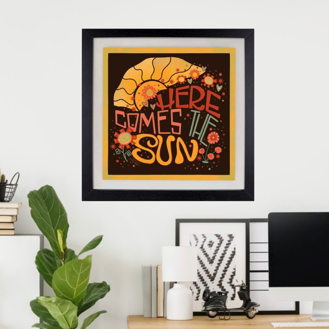 Affiche Amusants voici le soleil mignon Inspirivity (Créateur téléchargé)
