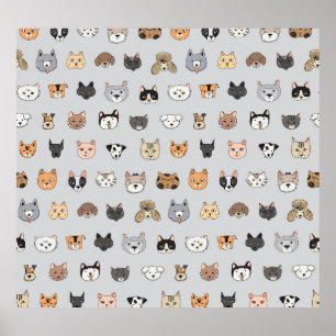 Affiche Amusement animal : Chiens de chats Doodle Mix