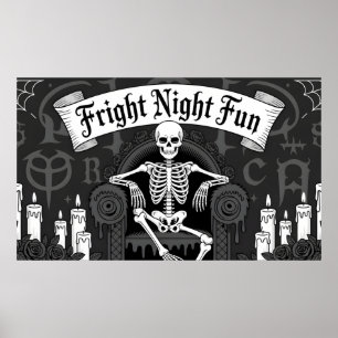 Affiche Amusement de Nuit Effrayante : Design de Squelette