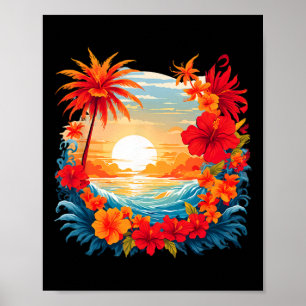 Affiche Amusement de voyage d'été Vacances rétro Camper Pl