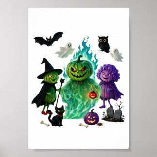Affiche Amusement effrayant avec la bande de monstres 