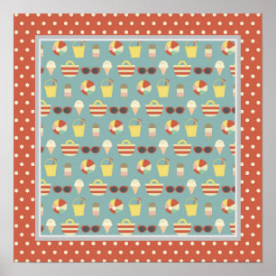 Affiche Amusement Rétro Sur L'Affiche Carré De Sun Beach