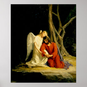 Affiche An Angel Comforting Jesus by Carl Bloch