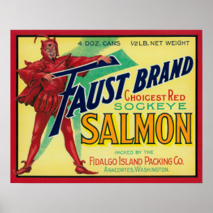 Affiche Anacortes, étiquette saumoné de cas de Washington
