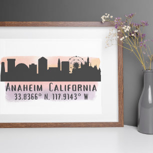 Affiche Anaheim Skyline Latitude et Longitude