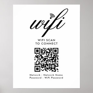 Affiche Analyse Wi-Fi de code QR pour connecter le blanc p