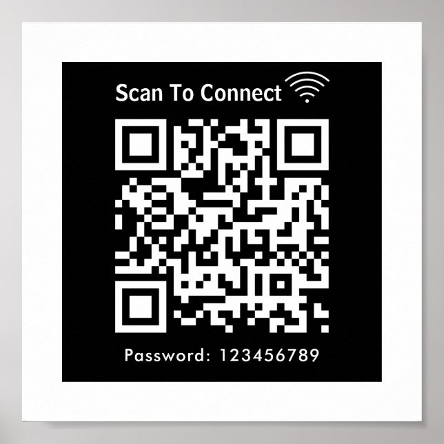 Affiche Analyse Wifi Pour Connecter Mot De Passe Code Qr N (Devant)