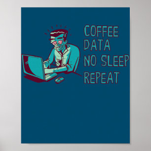 Affiche Analyste de données Café Données Ingénieur endormi