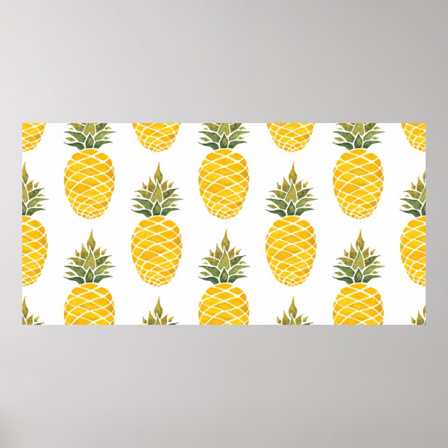 Affiche Ananas. Aquarelle peinture à la main w (Devant)