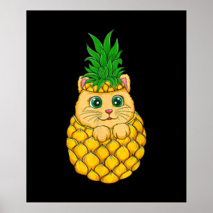 Affiche Ananas au chat   Amoureux des chats mignon   Cadea