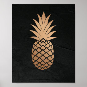 Affiche Ananas Black Gold Tropical Minimaliste élégant
