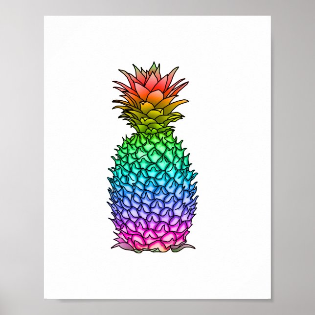 Affiche Ananas coloré arc-en-ciel (Devant)