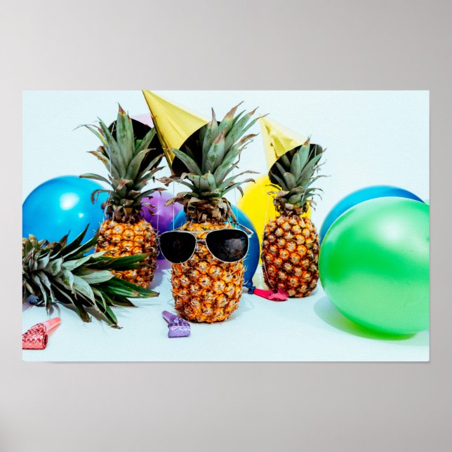 Affiche Ananas de la fête avec des faveurs de fête Petits (Devant)