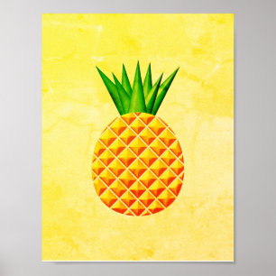 Affiche Ananas En Jaune Et Vert