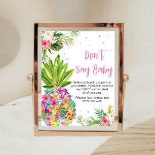 Affiche Ananas floral tropical Ne pas dire bébé