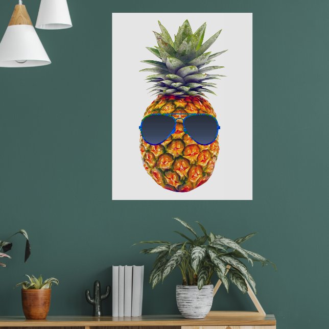 Affiche Ananas géant portant des lunettes de soleil, amate (Salon 1)