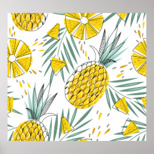 Affiche Ananas juteux : motif vintage brillant.
