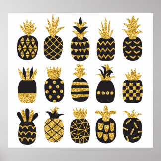 Affiche Ananas noirs : Ensemble texturé unique