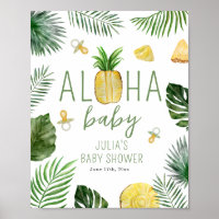 Ananas & Pacificateurs Aloha Baby shower vert