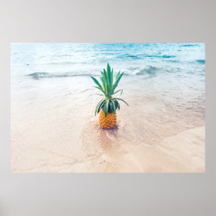 Affiche Ananas sur la plage le matin