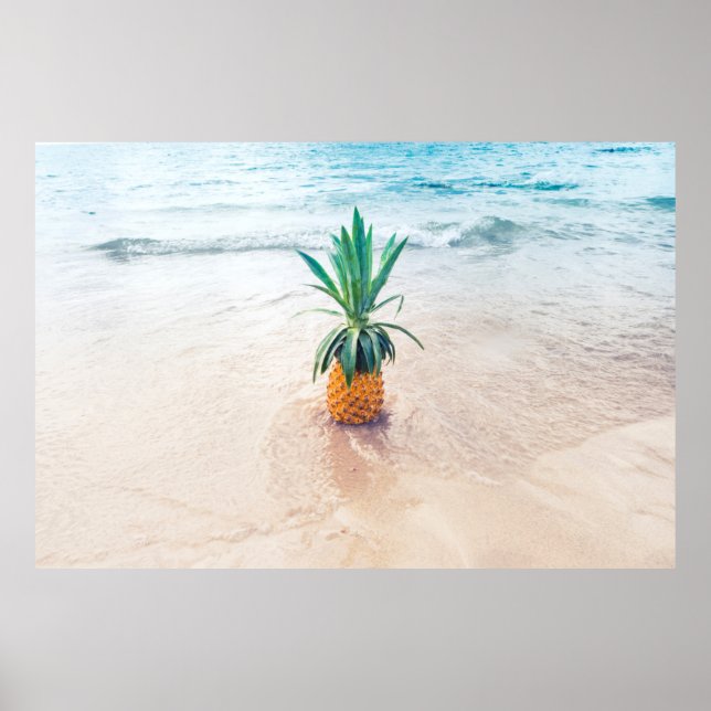 Affiche Ananas sur la plage le matin (Devant)
