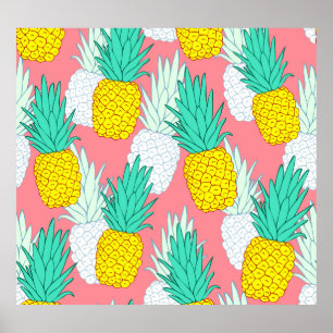 Affiche Ananas Tropical : Rouge Cartoon Chic.