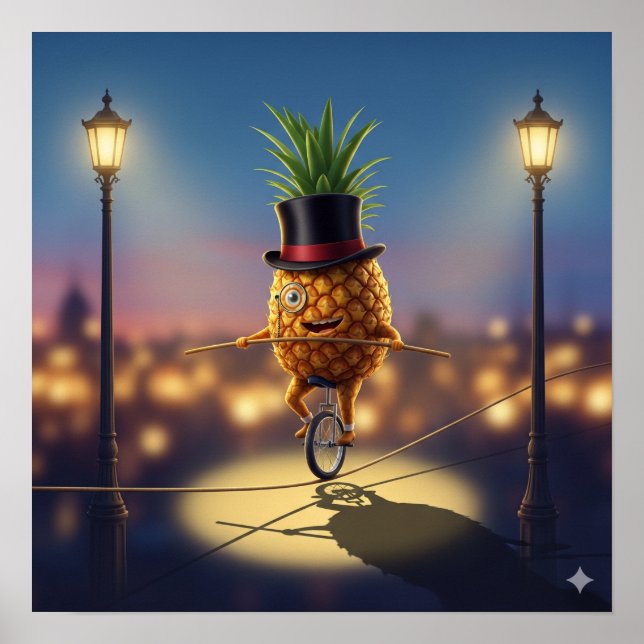 Affiche Ananas Unicycling (Devant)