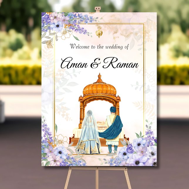 Affiche Anand Karaj signe de bienvenue Sikh mariage (Créateur téléchargé)