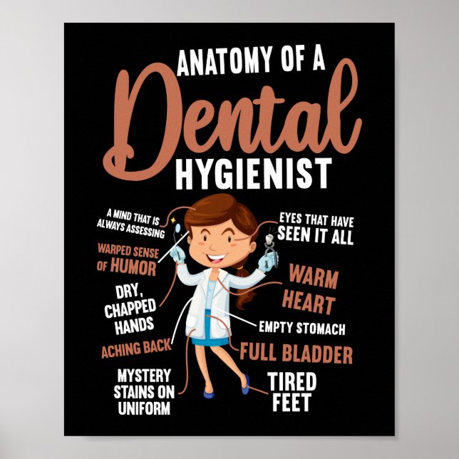 Affiche Anatomie Dentaire Hygiéniste Dentaire D'Un Dentair (Devant)
