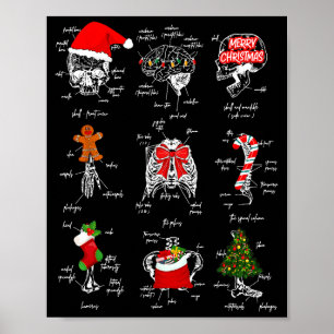 Affiche Anatomie du squelette humain Noël étudiant en méde