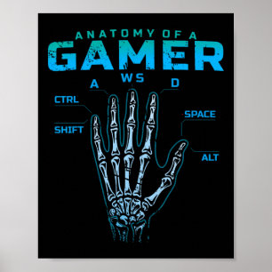 Affiche Anatomie D'Un Joueur Chemise Skeleton Jeu Vidéo À 