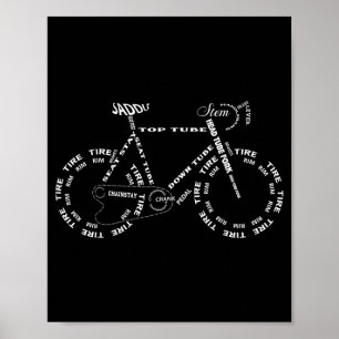 Affiche Anatomie d'un vélo - Pièces de vélo drôles de cycl