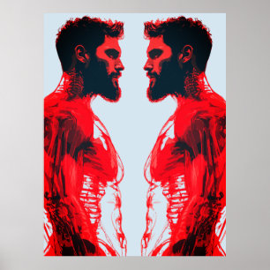 Affiche Anatomie rouge – Étude abstraite du muscle humain