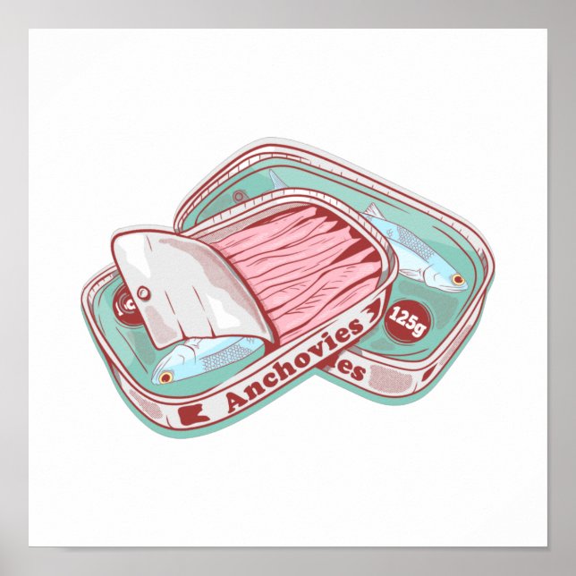 Affiche Anchois dans une boîte de conserve (Devant)