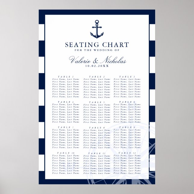 Affiche Anchor | Nautical Wedding | Seating Chart (Devant)