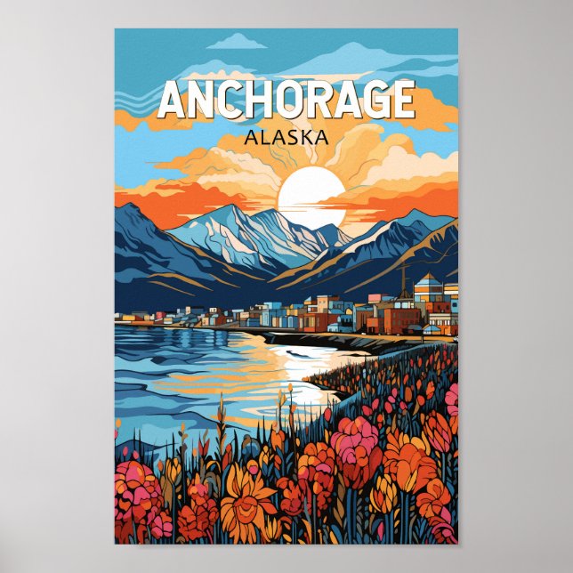 Affiche Anchorage Alaska Travel Art Vintage (Devant)