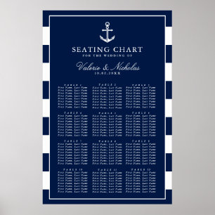 Affiche Anchored   Nautical Wedding   Navy Seating Chart