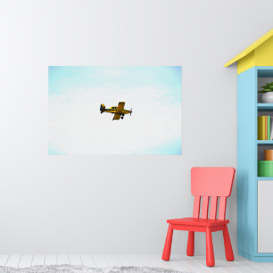 Affiche Ancien avion à hélice jaune Art