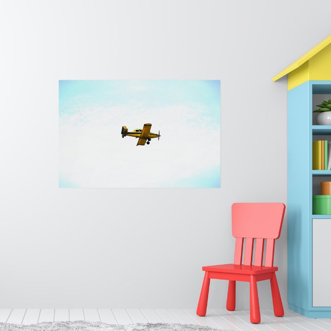 Affiche Ancien avion à hélice jaune Art (Pépinière 1)