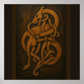 Affiche Ancien Dragon Norse - Viking Knotwork Guardian