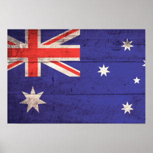 Affiche Ancien drapeau australien en bois