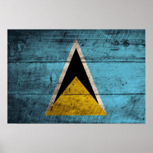 Affiche Ancien drapeau en bois de Sainte-Lucie