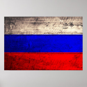 Affiche Ancien drapeau russe en bois