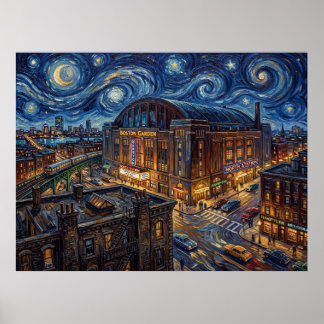 Affiche Ancien jardin de Boston et gare du Nord sous un Va