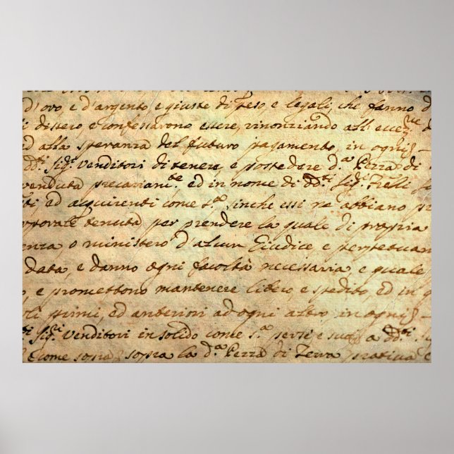 Affiche Ancien manuscrit du 1700 siècle écrit à l'encre (Devant)