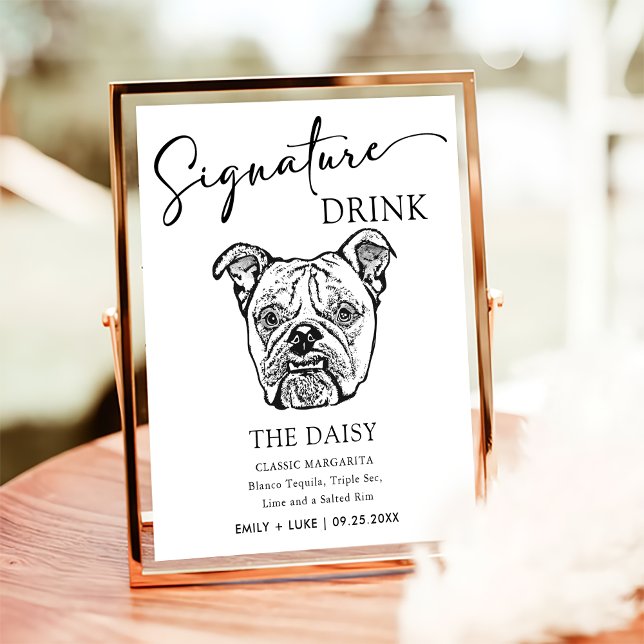 Affiche Ancien Mariage anglais Bulldog Signature Boisson S (Créateur téléchargé)