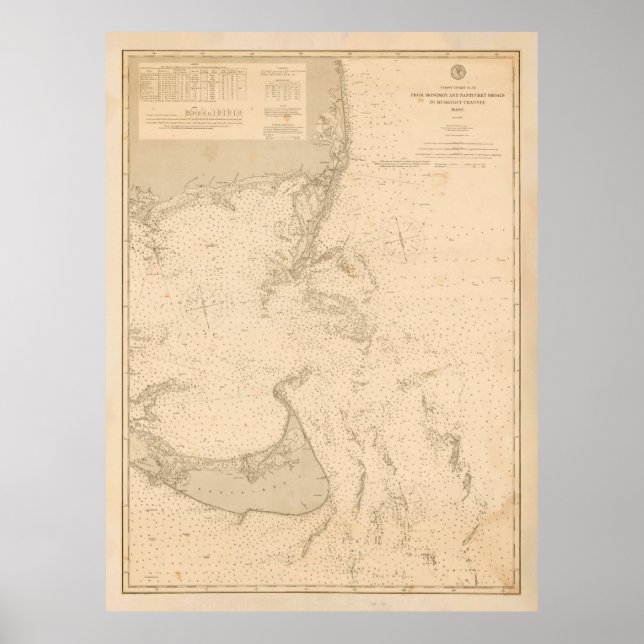 Affiche Ancien Nantucket & Cape Cod Map (1893) (Devant)